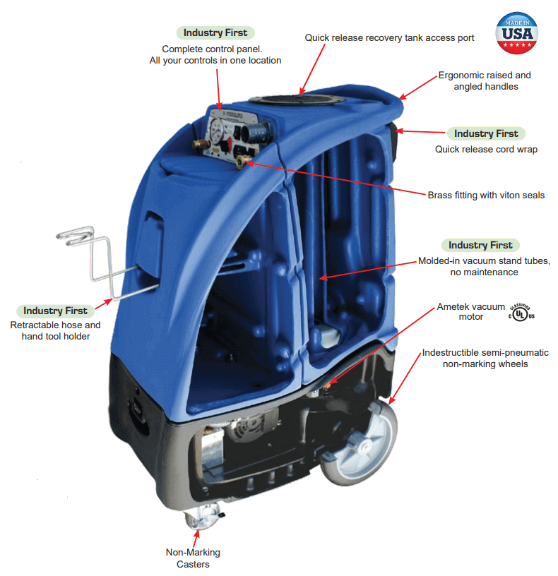 Mosquito Blue, 12-Gallon Carpet Extractor, Hot or Cold Water, 120, 220 or 500 PSI MOSQUITO-USA - 12BL-1206