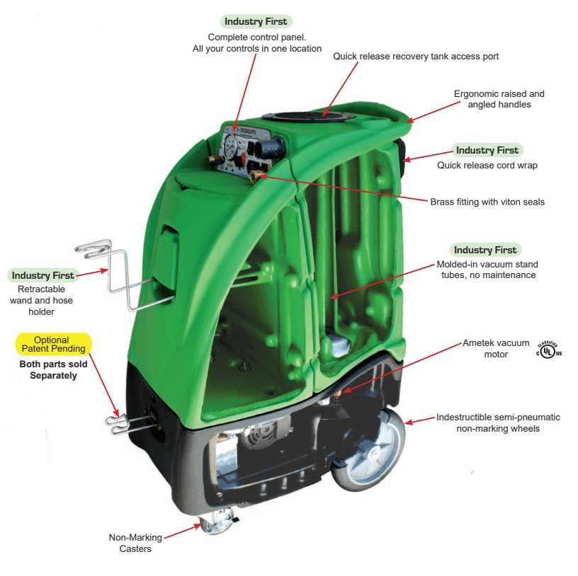 Mosquito 12-Gallon Carpet Extractor, Hot / Cold Water, 120, 220 and 500 PSI MOSQUITO-USA - 12G-1202